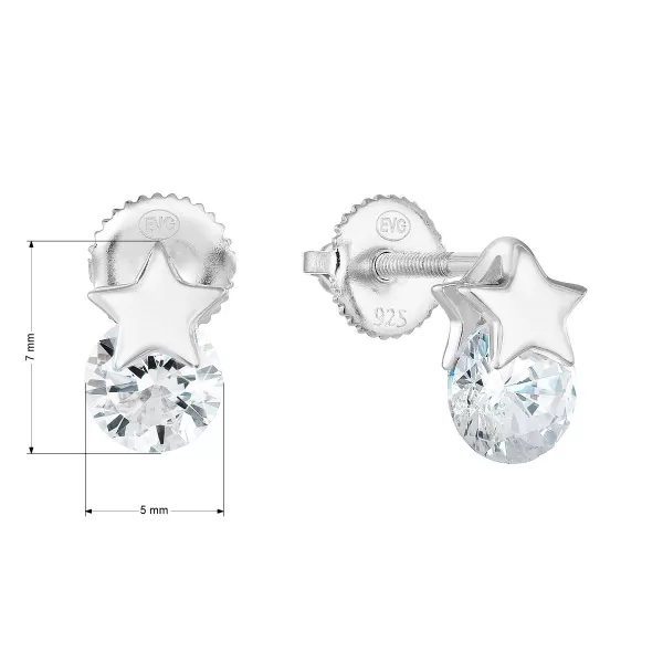 Stříbrné náušnice pecka se zirkonem bílá hvězdička 11267.1