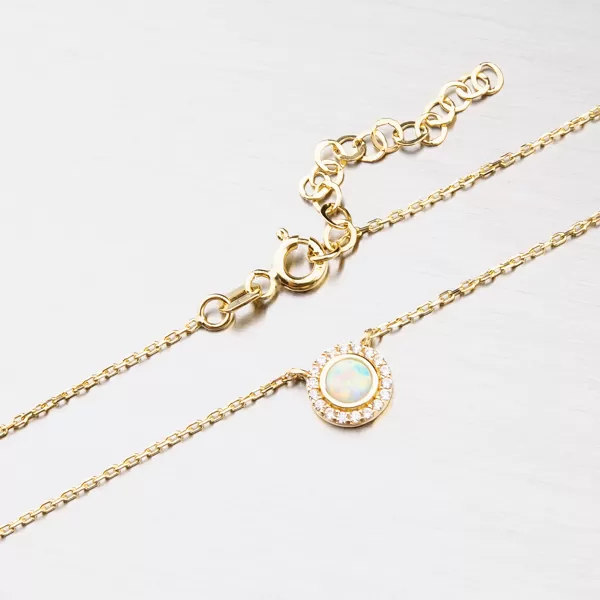 Dámský náhrdelník žluté zlato 585 zirkon opál 45-1826