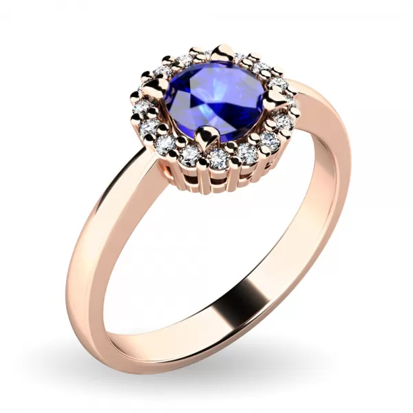 Dámský prsten se safírem a brilianty 10924-B-SAF