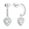 Stříbrné náušnice visací se zirkonem bílé srdce 11230.1