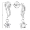 Stříbrné náušnice visací se zirkonem bílá vlnka 11308.1