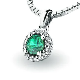 Dámský přívěsek přírodní diamant 0.50 ct G/SI se smaragd 10927-B-SMAR