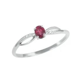Dámský prsten bílé zlato 585/1000 přírodní diamant 0.20 ct a rubín GKW46582RUB