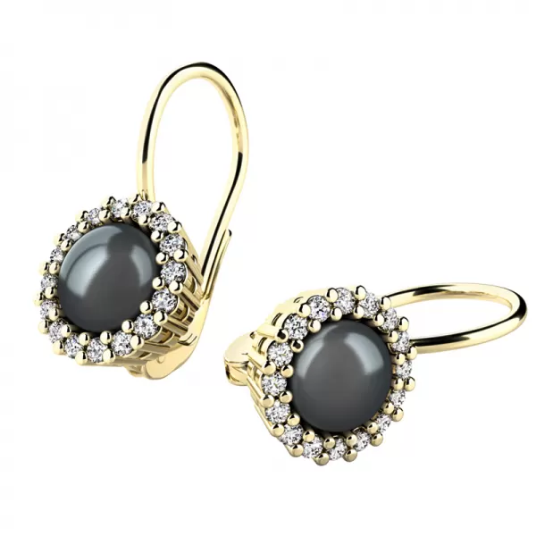 Perlové náušnice s diamanty 10929-ZL-DIA-FW-Black