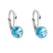 Stříbrné náušnice visací s krystaly Swarovski modré kulaté 31230.3 aquamarine