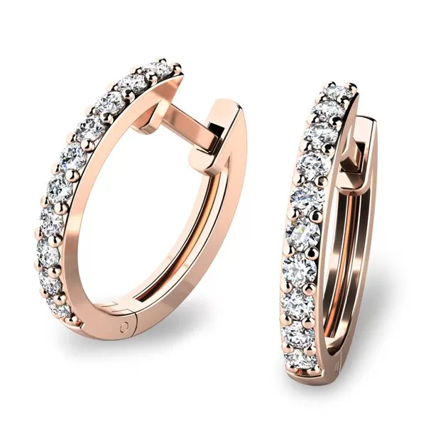 Dámské náušnice růžové zlato 585/1000 přírodní diamant 0.300 ct briliantové kruhy s perlami 10863-CV-DIA-FW