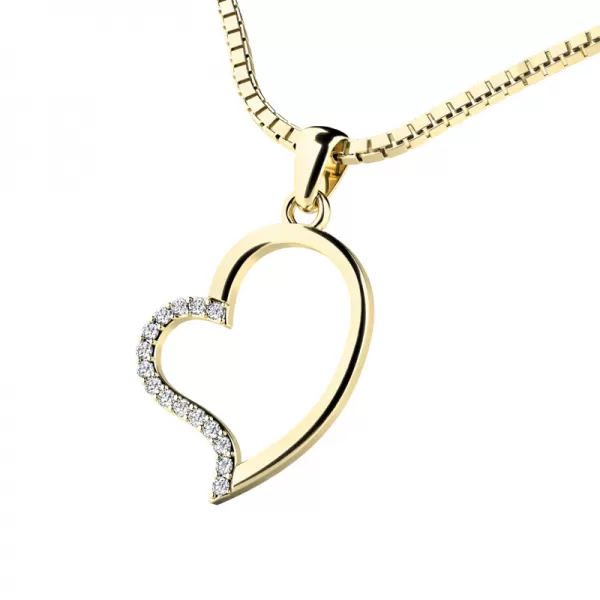 Srdce ze žlutého zlata s diamanty 10948-ZL-DIA