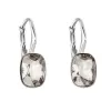 Stříbrné náušnice visací s krystaly Swarovski šedý obdélník 31278.5
