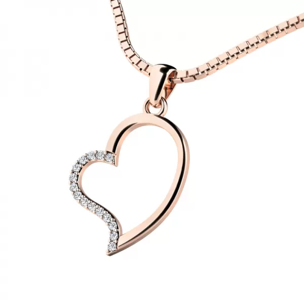 Srdce z růžového zlata s diamanty 10948-CV-DIA