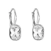 Stříbrné náušnice visací s krystaly Swarovski bílý obdélník 31278.1