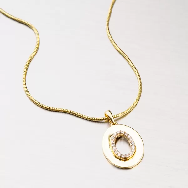 Zlatý přívěsek se zirkony 43-21663