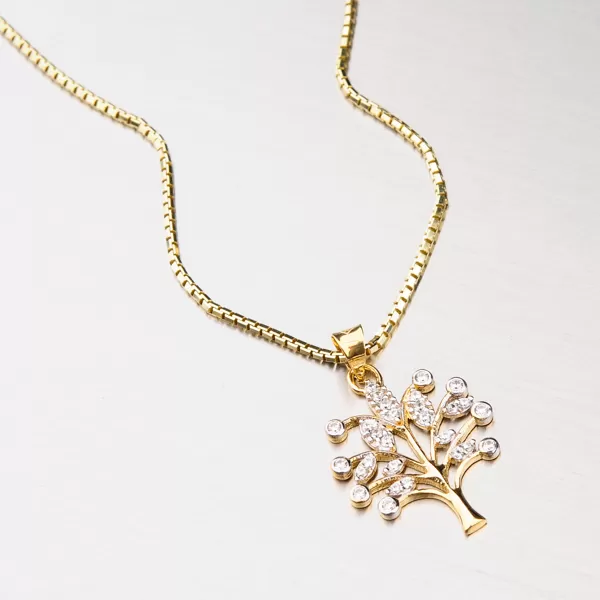 Dámský přívěsek žluté zlato 585 zirkon - strom života 43-21257