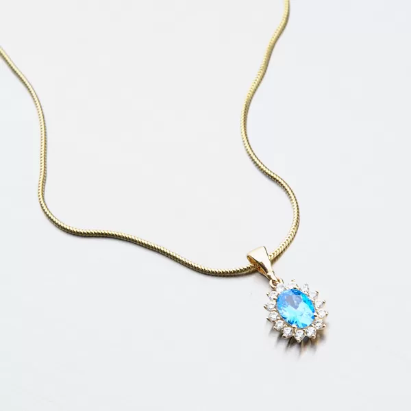 Dámský přívěsek žluté zlato 585 zirkon akvamarín 13-345