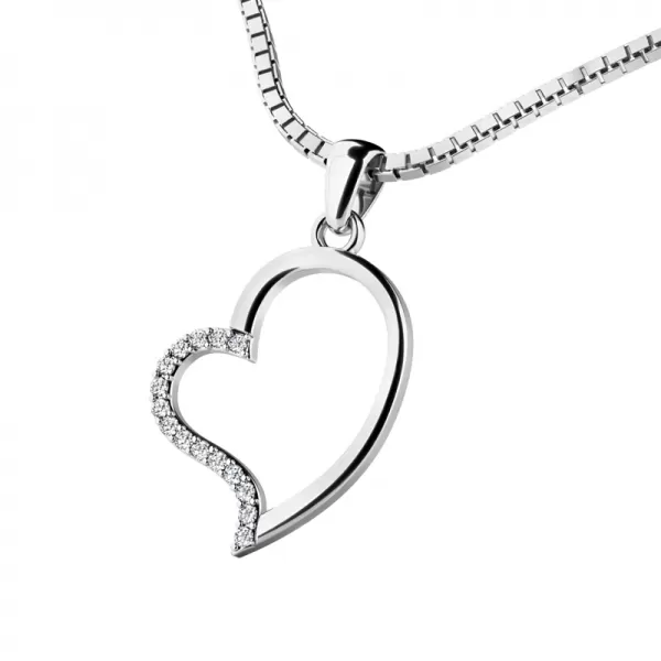 Srdce z bílého zlata s diamanty 10948-B-DIA