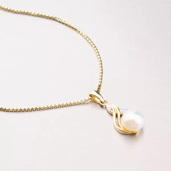 Zlatý přívěsek s perlou 43-21603