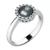 Prsten s černou perlou a diamanty 10928-B-FW-Black