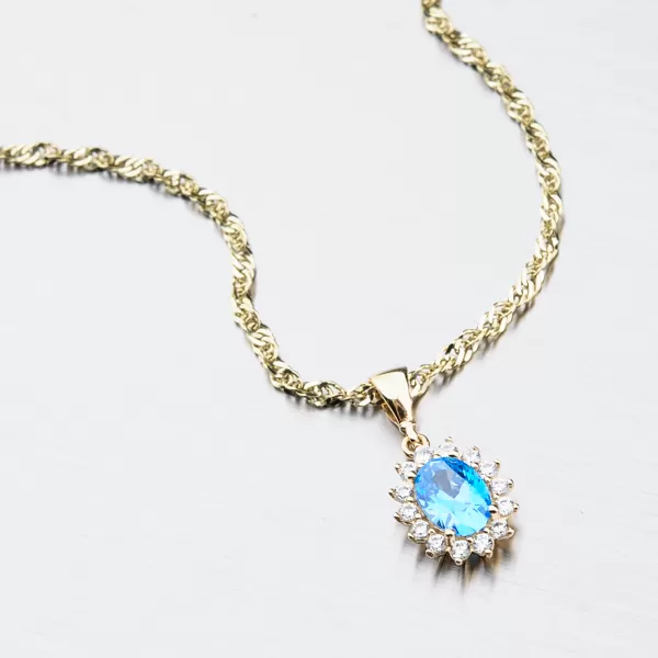 Dámský přívěsek žluté zlato 585 zirkon akvamarín 13-345