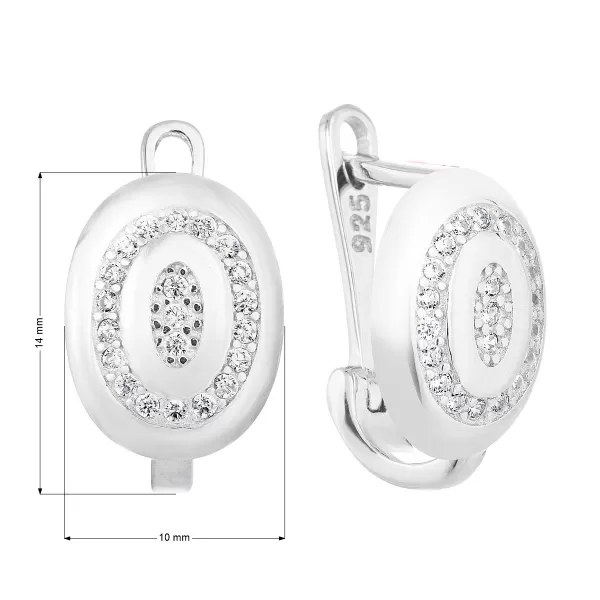 Stříbrné náušnice visací se zirkonem v bílé barvě 11235.1
