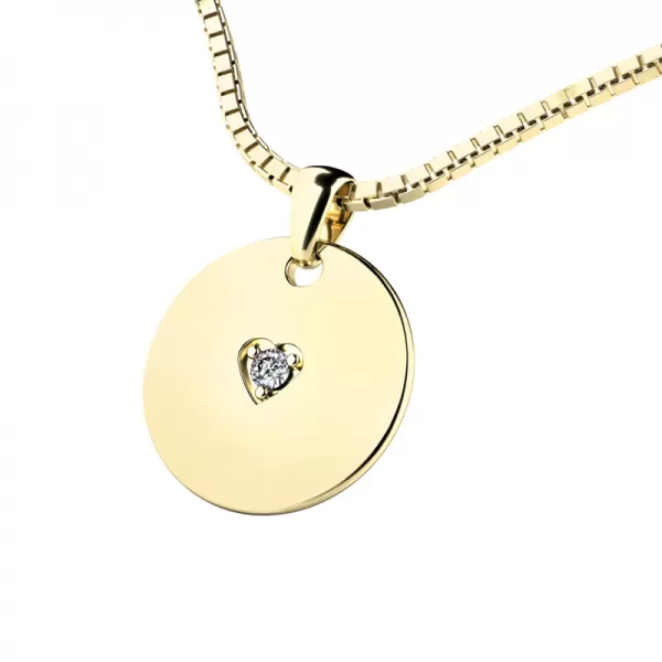 Kulatý medailonek s briliantem 10949-ZL-DIA