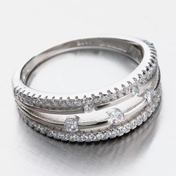 Stříbrný prsten se zirkony GST-11316