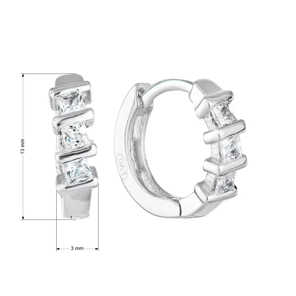 Stříbrné náušnice kruhy se zirkonem v bílé barvě 11241.1