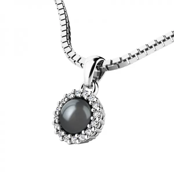 Přívěsek s černou perlou a diamanty 10931-B-FW-Black-DIA