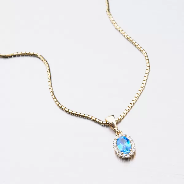 Zlatý přívěsek s akvamarínem 13-342