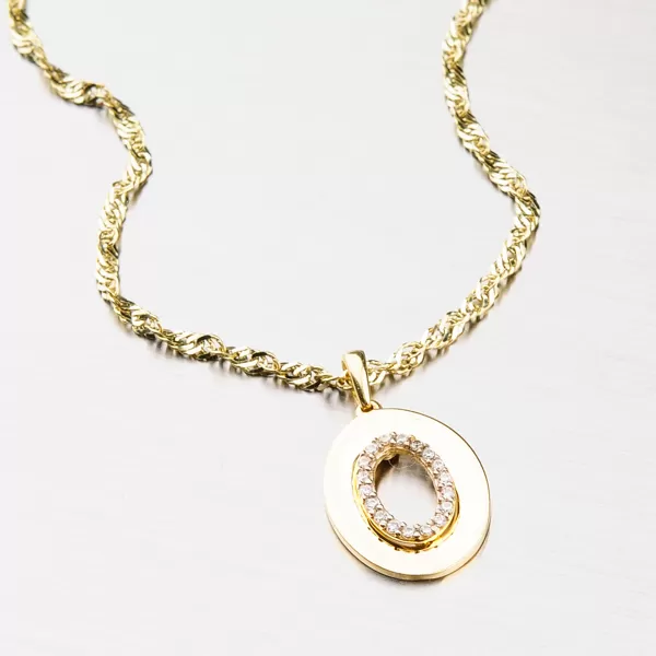 Zlatý přívěsek se zirkony 43-21663