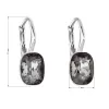 Stříbrné náušnice visací s krystaly Swarovski černý obdélník 31278.5