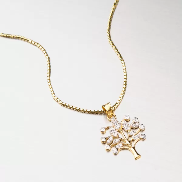 Dámský přívěsek žluté zlato 585 zirkon - strom života 43-21257