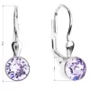 Stříbrné náušnice visací s krystaly fialové kulaté 31112.3 violet