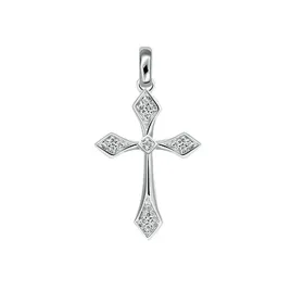 Dámský přívěsek bílé zlato 585/1000 přírodní diamant 0.051 ct kříž GKW56690-DIA