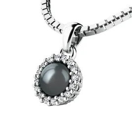 Dámský přívěsek přírodní diamant 0.080 ct černá perla 10931-B-FW-Black-DIA