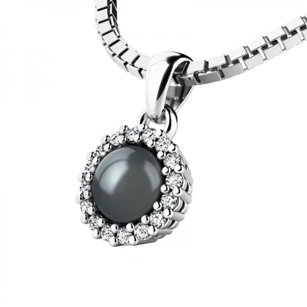 Přívěsek s černou perlou a diamanty 10931-B-FW-Black-DIA