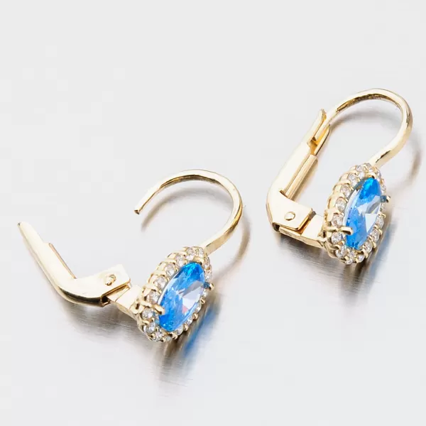 Zlaté náušnice s akvamarínem 12-528