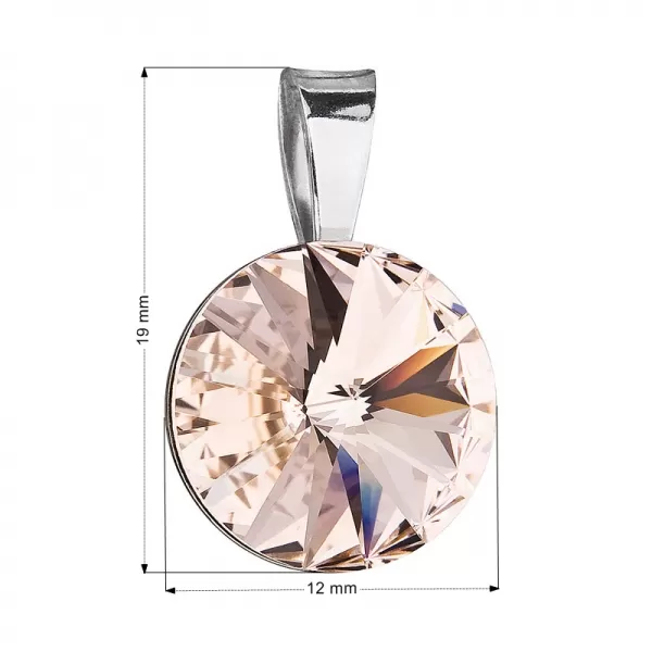 Stříbrný přívěsek s krystaly Swarovski hnědý kulatý-rivoli 34112.3