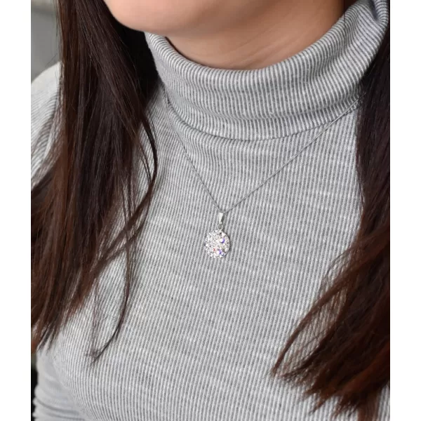 Stříbrný přívěsek s krystaly Swarovski ab efekt kulatý 34225.2
