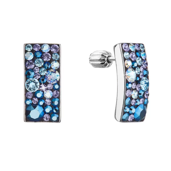 Stříbrné visací náušnice se Swarovski krystaly modrý obdélník 31303.3 blue style 31303.3