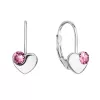 Stříbrné visací náušnice se Swarovski krystaly srdíčka 31299.3 růžové