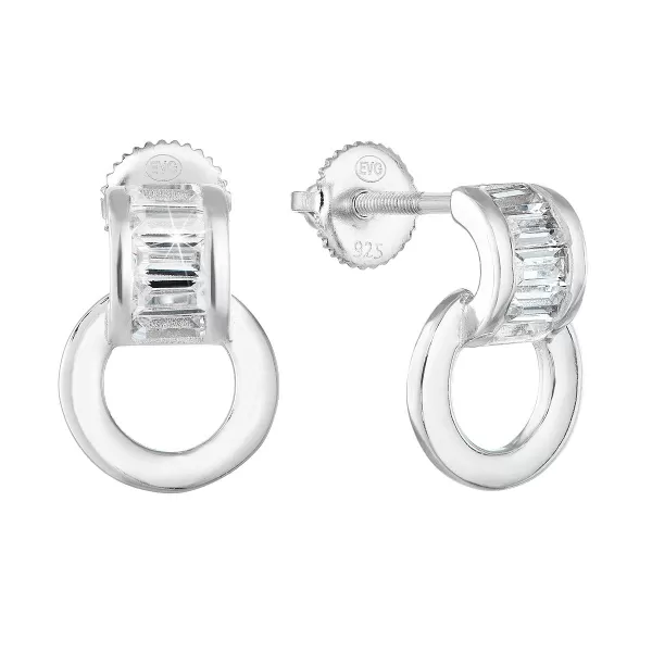 Stříbrné náušnice visací se zirkonem v bílé barvě 11257.1