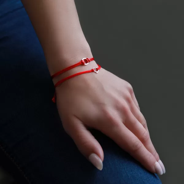 Kabbalah náramek proti uhranutí stříbrný čtvereček 13003.3 červený