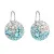 Stříbrné náušnice visací s krystaly Swarovski modré kulaté 31176.3 light turquoise
