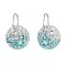 Stříbrné náušnice visací s krystaly Swarovski modré kulaté 31176.3 light turquoise