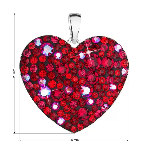 Stříbrný přívěsek s krystaly Swarovski červené srdce 34243.3 cherry