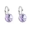 Stříbrné náušnice visací s krystaly Swarovski fialové kulaté 31229.3 violet