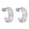 Stříbrné náušnice kruhy s krystaly Swarovski růžové půlkruh 31118.3 Magic rose