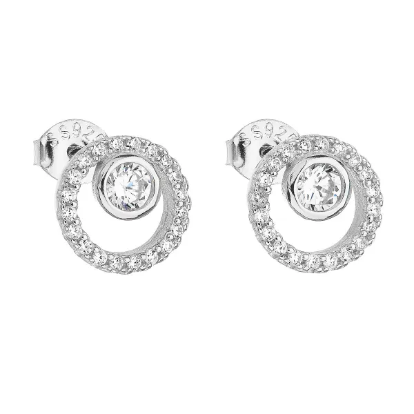 Stříbrné náušnice pecka se zirkonem bílé kulaté 11154.1