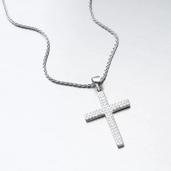 Stříbrný křížek posetý zirkony HST-13471