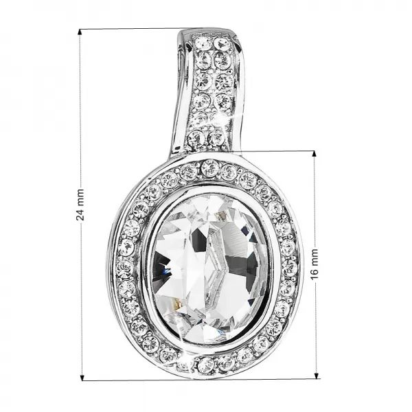 Stříbrný přívěsek s krystaly Swarovski bílý kulatý 34197.1