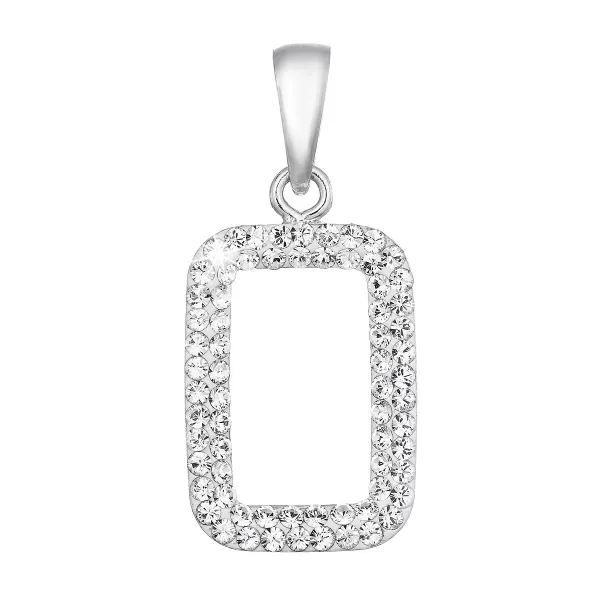 Stříbrný přívěsek s krystaly Swarovski bílý obdélník 74072.1